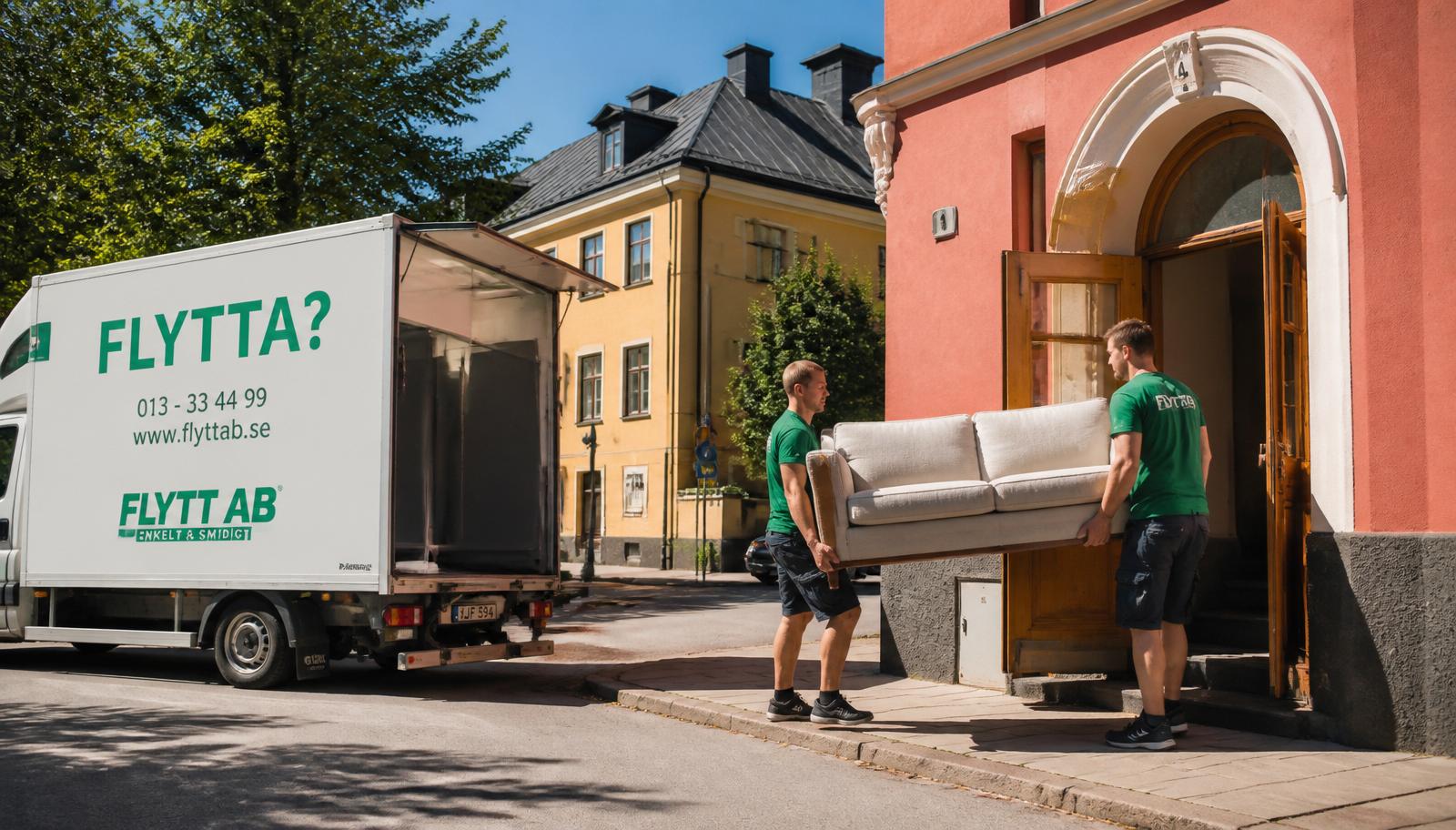 Flyttfirma i Stockholm bär möbler ur port